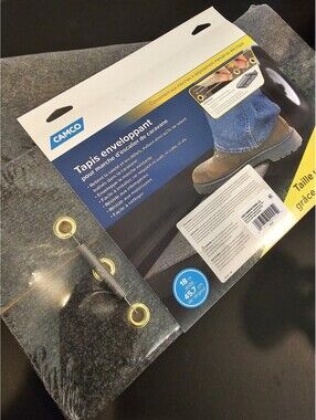Lot of 2 Camco 42925 Wrap Around RV Step Rugs 18" Wide Charcoal Gray New Sealed